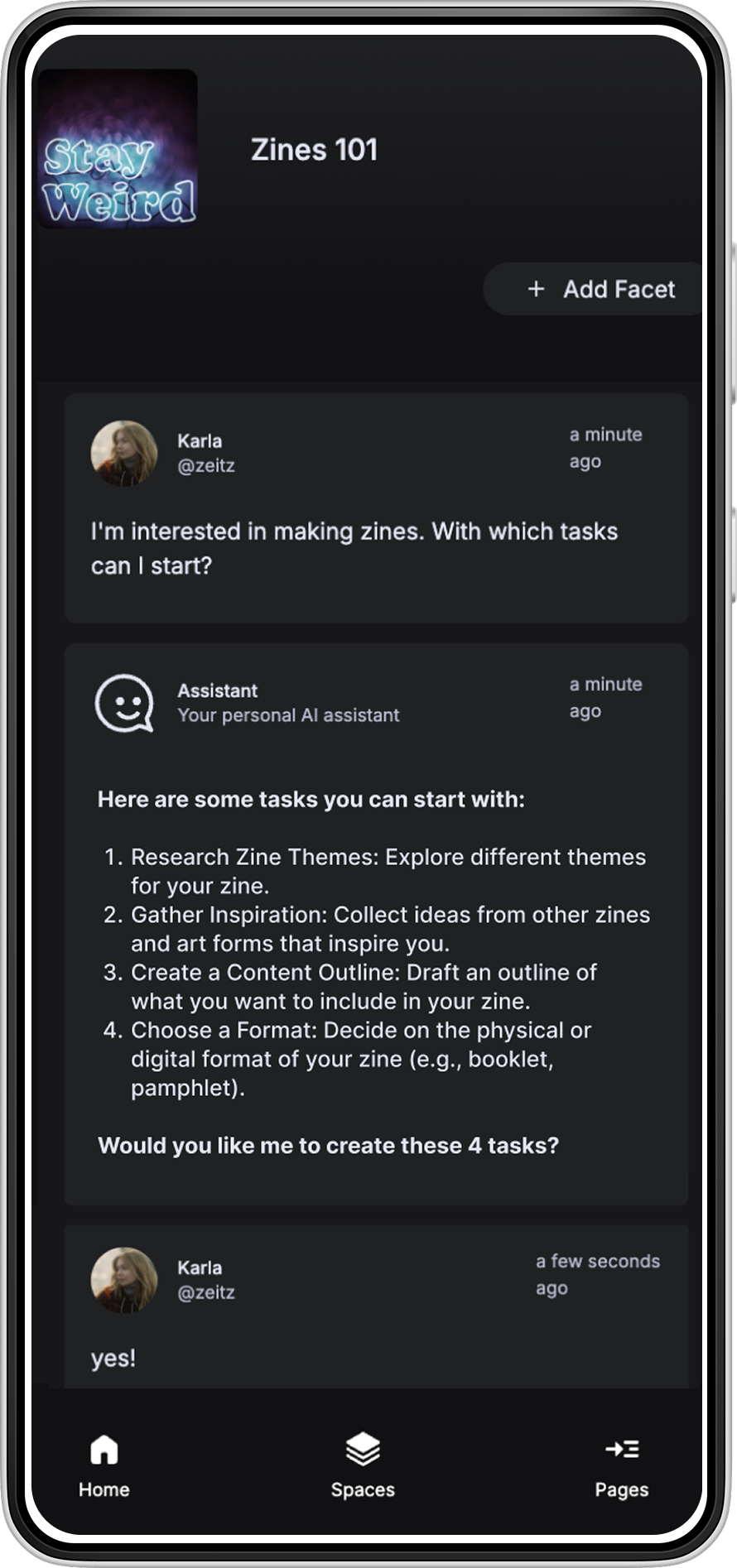 Chat to Tasks